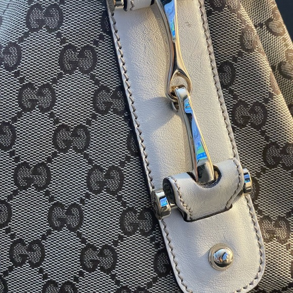 GUCCI GG Canvas Horsebit Tote Bag Beige Silver - Picture 3 of 13